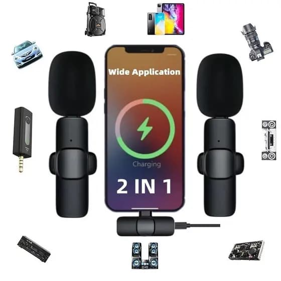 Conjunto de microfones de lapela de transmissão de microfone de lapela sem fio curto gravação de vídeo kicool