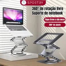 Suporte para Notebook- Base Giratória 360° Ajustável com 2/3 Alturas, Dobrável e Portátil para Home Office