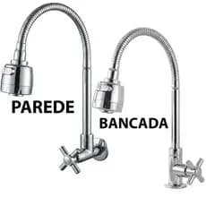 Torneira Gourmet Para Pia Cozinha Cromada Flexível 2 Jatos Cromada / Parede
