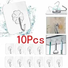 10 Peças Ganchos Transparentes e Indolor, Ganchos Mágicos Adesivos Fortes para Banheiro e Cozinha