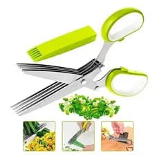 Tesoura de Picotar Alimentos com 5 Lâminas Inox, Cortar e Picar Legumes, Utensílio Prático para Cozinha