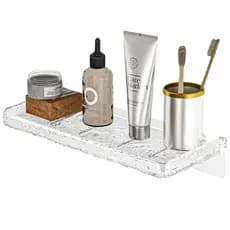 Prateleira de Parede Flutuante Ice Texture Sem Perfuração - Organizador de Banheiro e Cozinha, Instalação Fácil e Rápida