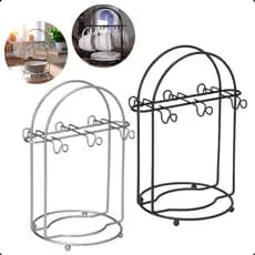 Suporte Porta Xicaras Pires Chá Cantinho Do Café Cabe 6 Xicara E 6 Pires Caneca Organizador de Metal