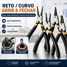 Jogo 4 Alicate Extrator de Aneis Anel Trava Bico Interno Externo Curvo Reto Cabo Emborrachado Profis