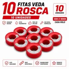 Kit 10 Fitas Veda Rosca 10m x 18mm Para Instalações Hidráulicas