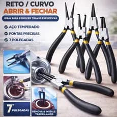 Alicate Extrator de Aneis Anel Trava Bico Interno Externo Curvo Reto Cabo Emborrachado Profissional