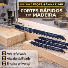 Lamina Serra Tico Tico Madeira T144D HCS Speed Wood Jogo 5 Lâminas Aço Reforçado Profissonal