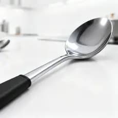 Jogo Colheres de Arroz Grande Cabo Longo Aço Inox 31,5cm Servir Casa Restaurante e Buffet Multifuncional