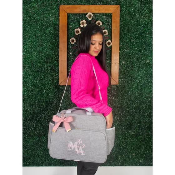Bolsa Maternidade Com Laço Personalizada Bebê Menino Menina