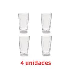 Jogo 4 Copos Geometric 600/400ML Resistente - Policarbonato