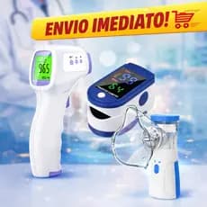 Kit Saude 3 Em 1 Termômetro Digital Infravermelho Oximetro Digital Inalador Portatil Adulto Infantil