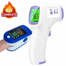 2 em 1! Kit Essencial p/ Família: Termômetro Laser p/ Febre e Bebê + Oxímetro Dedo Digital Preciso