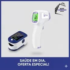 Kit Essencial Para Família 2 Em 1: Termômetro Laser Para Febre e Bebê + Oxímetro Dedo Digital Preciso