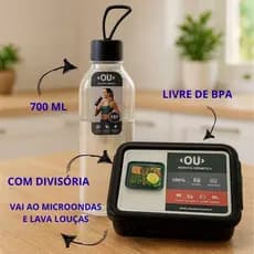 MARMITA HERMETICA C/ DIVISÓRIA+GARRAFA SQUEEZE LIV DE 700ML