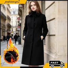 Novo Casaco De Lã De Inverno Feminino Longo Estilo Britânico