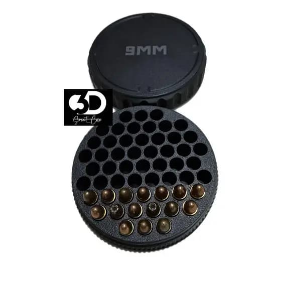 Estojo Redondo para Munição 9mm – Capacidade para 53 Munições | Impressão 3D