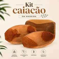 Kit Caiacão com 3 unidades madeira maciça rústico churrasco petisco frios decoração