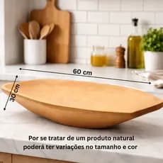 Gamela grande 60cm rústica de madeira maciça, resistente, rústica, artesanal, ideal churrasco