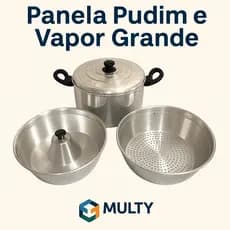 Panela para pudim GRANDE 3 em 1 com suporte para cozimento vapor 4,9 LITROS