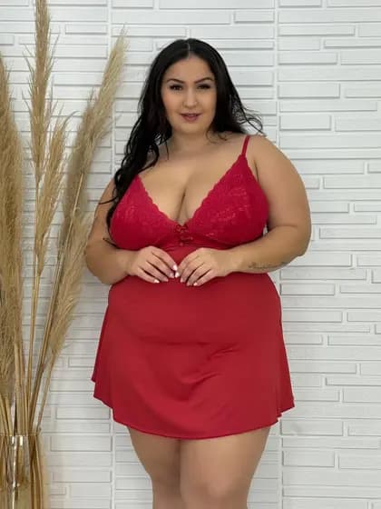 Kit 2 Camisola Feminina Com Calcinha Plus Size Sensual em Renda Conforto Costas Dormir Mulher Verão