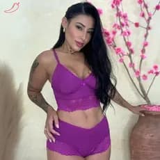 Top Doll Cropped Rendado Sensual Baby Doll Shortinho Calesson