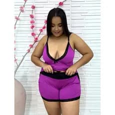 Baby Dool Plus Size Feminino Com Bolso Pijama Agatha  Conforto Dormir  Outono Inverno