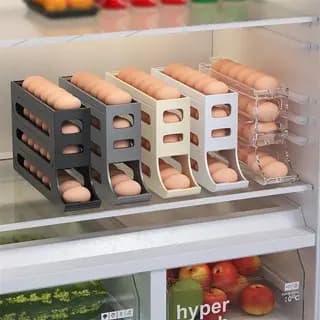 1/2 Organizador Porta Ovos Deslizante Suporte Para até 30 Ovos Organizador Dispenser de Geladeira