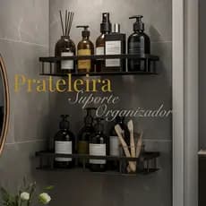 1/2 Suportes Porta Shampoo Organizador De Metal Para Banheiro Cozinha Prateleira Com Adesivos
