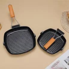 Frigideira Teflon Quadrada Grill C Frisos Antiaderente Bifeteira Grelhar Sem Gordura