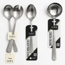 Kit 4 Peças Utilidades para Cozinha INOX Colher para servir, Concha, 2 Conjunto para salada - LYOR