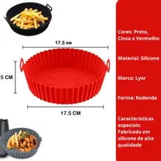 Forma Redonda Kit Duas de Silicone para Air Fryer Preta 19cm x 6,5cm LYOR