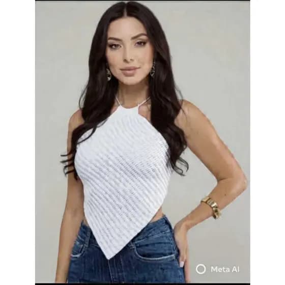 TOP CROPPED LENÇO MODAL FEMININO TRICOT FRENTE UNICA COM AMARRAÇÃO NAS COSTAS CONFORTAVEL LUXO VERAO