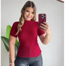 BLUSA TRANÇA TRICOT ELEGANTE PARA DIA DIA CONFORTAVEL FEMININA MODA VERAO