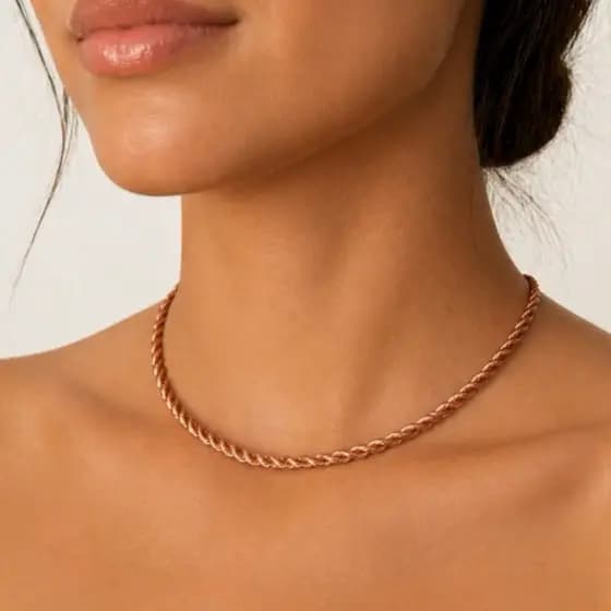 Exclusivo Choker de Cobre 100% Puro Trançado Baiano Torcido Novidade Romena
