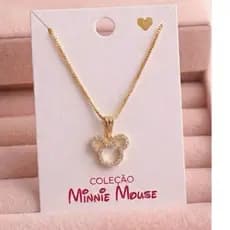 Romena Colar Minnie Banhado a Ouro 18k Infantil Feminino