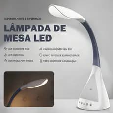 Luminária de Mesa Formato Cisne Branco Multifuncional para Escritório e Estudo