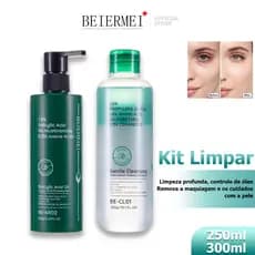 Kit Gel de Limpeza 250ml + Óleo de Limpeza Demaquilante 300ml Poros profundamente de limpeza e nutre a pele