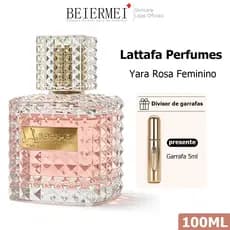 Beiermei.br Perfume Feminino Árabes Lattafa Yara Rosa 100ml Doce Sofisticado Longa Duração Embalagem de Vidro Lacrado