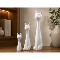 Kit 3 Gatos Decorativos Modernos Estátuas Minimalistas Sala Escritório Quarto Preto Peças Personalizadas e Modernas Core