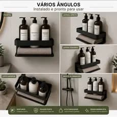 Suporte Resistentes Porta Shampoo Para Chuveiro Preto Compacto Banheiro Organizador alta derencia com fixação facil inst