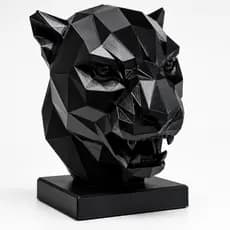 Escultura Decorativa Pantera Negra Geométrica Moderna Para Sala Escritório Quarto Minimalista Alto Padrao Opção Presente