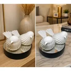 Kit 2 Passarinhos Decorativos Minimalistas Escandinavo Branco Preto Marrom Decoração Opção de presentes e compor naturez