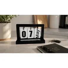 Calendário Manual Permanente Decorativo De Mesa Preto Branco Escritório Sala Quarto Presente Especial Marca momentos e