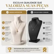 Expositor De Colar Busto Feminino Para Joias de luxo Semi Joias Bijuterias Loja Vitrine Mostruário Moderno e Alto Padrão