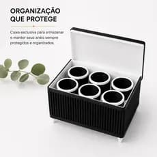 Kit De Aneis Para Guardanapo moderno Preto e Branco + Caixa Organizadora Mesa Posta /Decorativo
