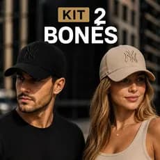 Kit 2 Bone New York NY Bordado Aba Curva Masculino e Feminino Unissex Regulagem Fitão Blogueira