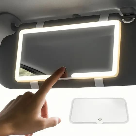 Espelho De Maquiagem Para Viseira Solar De Carro, Com 3 Modos De Luz LED, Tela Sensível Ao Toque Regulável DLL