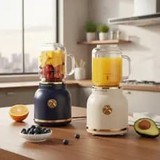 Liquidificador Portátil Mini Juicer com Copos 500ml e 450ml 10 Lâminas Tampa e Canudo