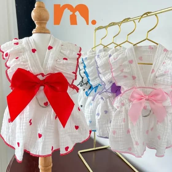 Roupas Para Cães Vestido Animais De Estimação Saia Amor E Gatos FGWN