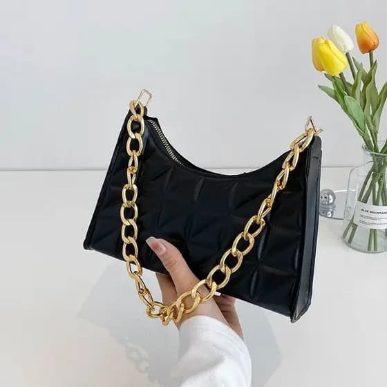 Bolsa Feminina , Crossbody Com Corrente De Cor Doce , Couro Elegante Em Formato Quadrado SSTE
